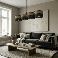 Karbon hanglamp textiel 4-lichts bruin zwart