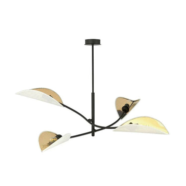 LOTUS 4-lichts hanglamp - Wit-goud stoffen kappen
