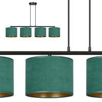 Emibig HILDE 4-lichts balkhanglamp - Groene fluweelkappen