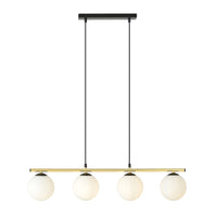Allora hanglamp opaalwit glas 4-lichts goud zwart
