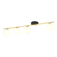 Emibig MONZA 4-lichts plafondlamp - Wit glas - Zwart goud frame