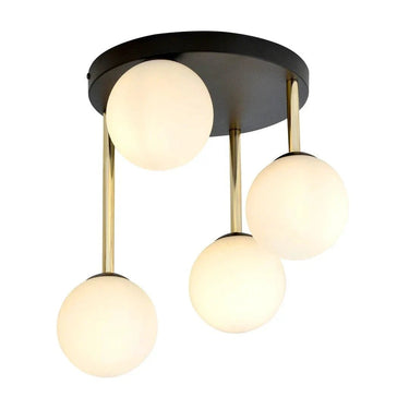 DOLCE 4-lichts plafondlamp - Wit glas - Zwart frame