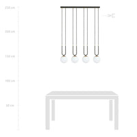 Emibig GLAM 4-lichts hanglamp - Wit glas - Zwart frame