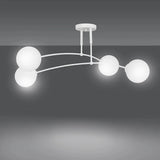 Mooier Thuis - PREGOS 4-lichts plafondlamp – Wit plafondlamp met ronde bol - 60 cm breed