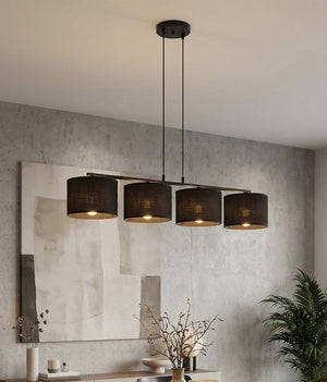 Eco hanglamp textiel 4-lichts zwart
