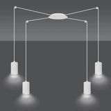 TRAKER 4-lichts hanglamp - Wit frame hanglamp met lampenkap - sfeervol in een Modern interieur