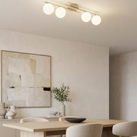 Kairo plafondlamp opaalwit glas 4-lichts mokka