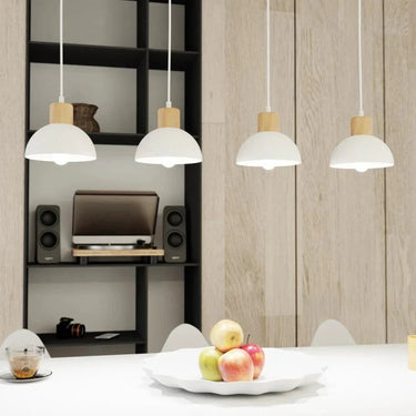 SECO 4-lichts balkhanglamp - Wit met hout accent