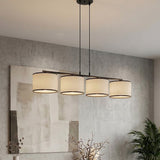 Eco hanglamp textiel 4-lichts grijs hanglamp met lampenkap - sfeervol in een Minimalistisch interieur