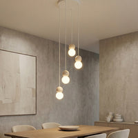 Loop hanglamp wit glas 4-lichts naturel