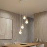 Loop hanglamp wit glas 4-lichts naturel hanglamp met ronde bol - sfeervol in een Scandinavisch interieur