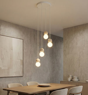 Loop hanglamp wit glas 4-lichts naturel