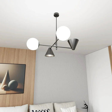 HERMES 4-lichts hanglamp - Zwart frame met witte kappen