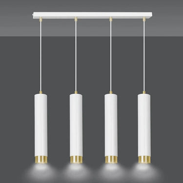 KIBO 4-lichts hanglamp - Wit met gouden accenten