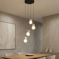 Loop hanglamp wit glas 4-lichts zwart naturel
