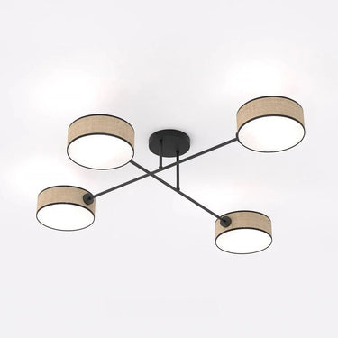 MAGA 4-lichts plafondlamp - Rattan kappen