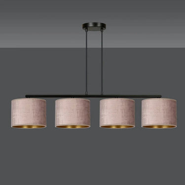 HILDE 4-lichts balkhanglamp - Roze fluweel kappen