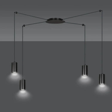 TRAKER 4-lichts hanglamp - Zwart frame
