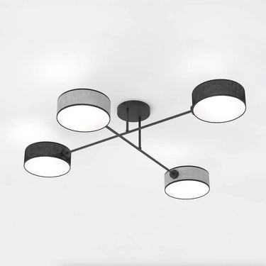 MAGA 4-lichts plafondlamp - Zwart grijs textiel mix