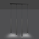 SELTER 4-lichts hanglamp - Zwart buisframe hanglamp met buisvorm - sfeervol in een Minimalistisch interieur