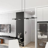 SORA 4-lichts hanglamp - Zwart frame hanglamp met lampenkap - sfeervol in een Modern interieur