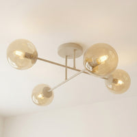 Roma plafondlamp amber glas 4-lichts amber