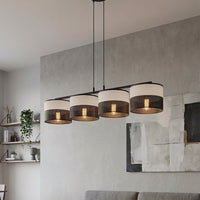 Karbon hanglamp textiel 4-lichts grijs zwart