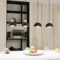 Emibig SECO 4-lichts hanglamp - Zwart met houten accent - Mooier Thuis