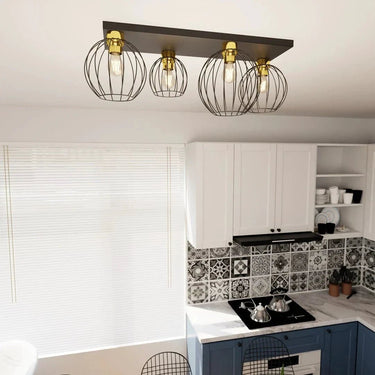 NEST 4-lichts plafondlamp - Zwart goud frame
