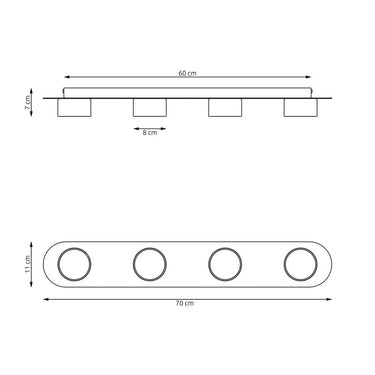 DIAZ 4-lichts plafondlamp - Zwart frame
