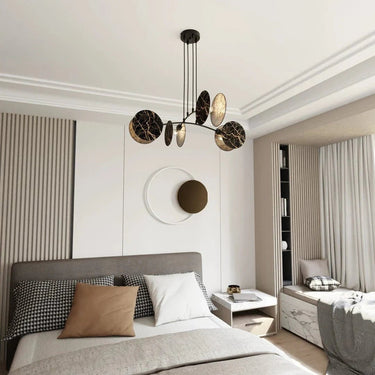 MARBLE 4-lichts hanglamp - Zwart goud marmer patroon