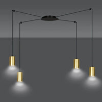Emibig TRAKER 4-lichts hanglamp - Zwart/goud spider-stijl - Mooier Thuis