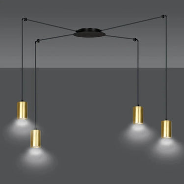 TRAKER 4-lichts hanglamp - Zwart/goud spider-stijl