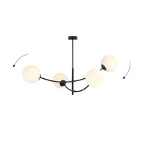 HUNTER 4-lichts hanglamp - Wit glas - Zwart frame - afbeelding 2