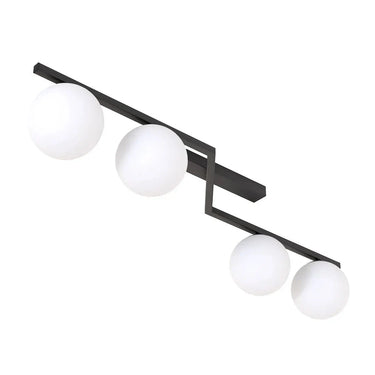 NATON 4-lichts plafondlamp - Wit glas - Zwart frame