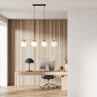 Allora hanglamp opaalwit glas 4-lichts goud zwart