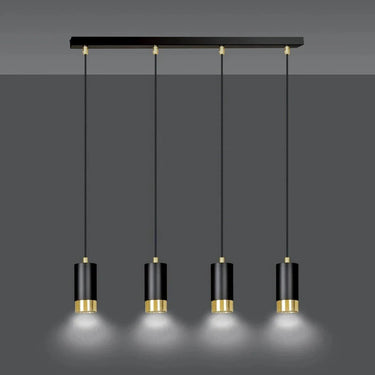 FUMIKO 4-lichts hanglamp - Zwart met gouden accenten