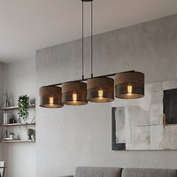 Karbon hanglamp textiel 4-lichts bruin zwart