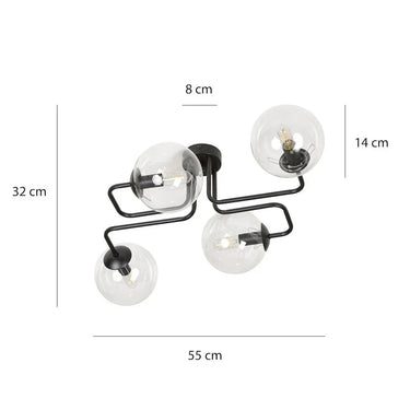 BRENDI 4-lichts plafondlamp - Helder glas