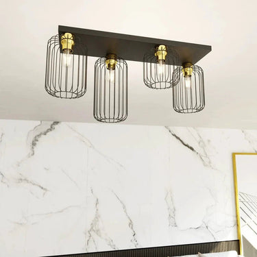 BARN 4-lichts plafondlamp - Zwart goud frame