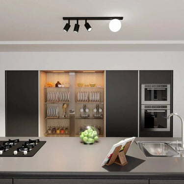 BASTER 4-lichts plafondlamp - Zwart met wit glas