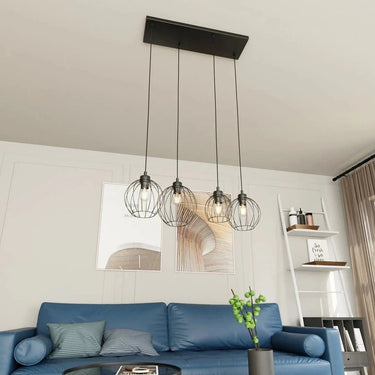 NANDO 4-lichts hanglamp - Zwart draadframe