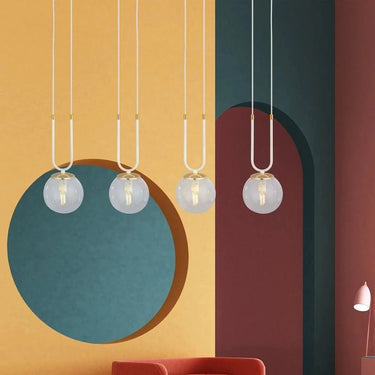 GLAM 4-lichts hanglamp - Wit frame - Helder glas