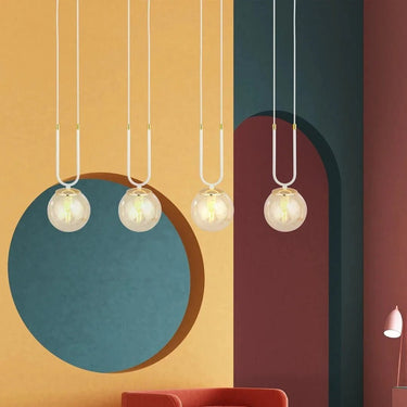GLAM 4-lichts hanglamp - Amber glas - Wit frame