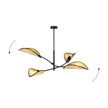 LOTUS 4-lichts hanglamp - Zwart rotan