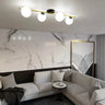 SPLENDI 4-lichts plafondlamp - Wit glas - Zwart goud frame plafondlamp met ronde bol - 100 cm breed