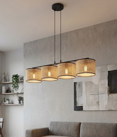 Eco hanglamp rotan 4-lichts naturel