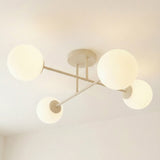 Roma plafondlamp opaalwit glas 4-lichts mokka plafondlamp met ronde bol - 72 cm breed