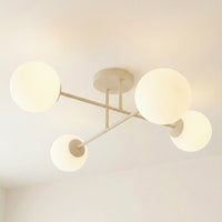 Roma plafondlamp opaalwit glas 4-lichts mokka