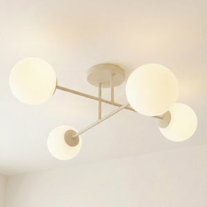 Roma plafondlamp opaalwit glas 4-lichts mokka